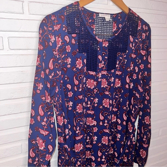 Meadow Rue Anthropologie Navy Blue Floral Tunic Dress, Women’s Size Large - Picture 2 of 10